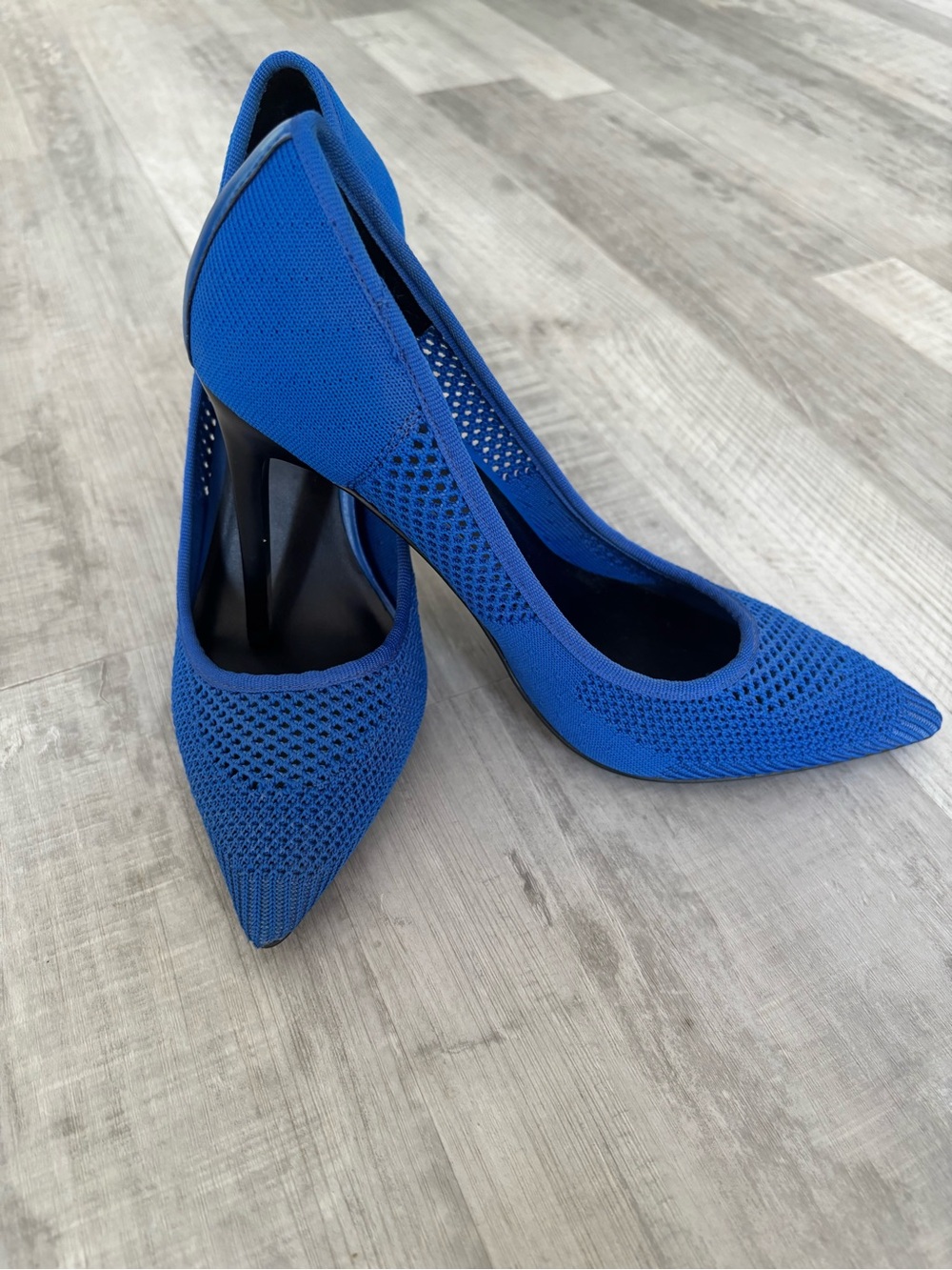 Mix No. 6 Electric Blue Knit Pointed-Toe Stiletto Heels
